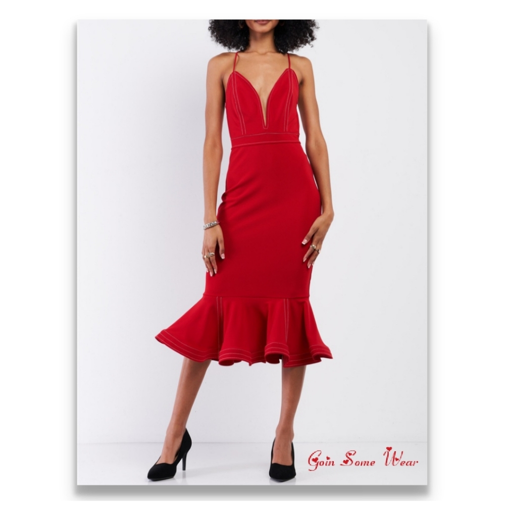 Lady in Red Mermaid Flare Tail Dress Size Medium - Picture 3 of 6